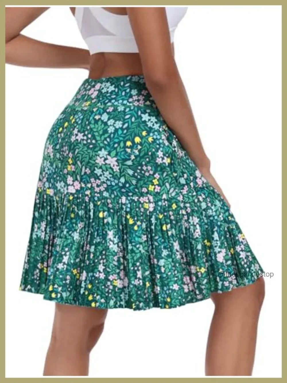 Pleated Golf Skort with Pockets, Built-in Shorts, Knee Length Athletic Skirt
